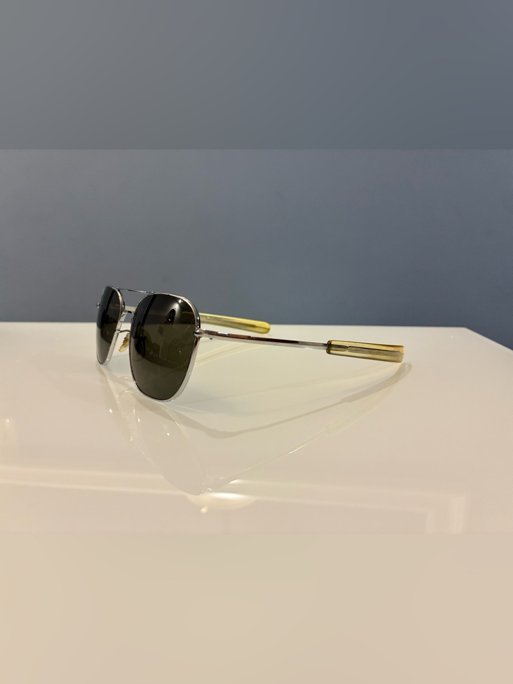 Randolph Engineering Silver Frame Sunglasses with Black Lenses